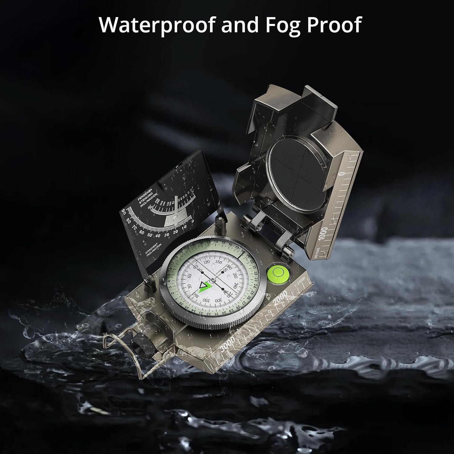 Anbte Hiking Compass, IP65 Waterproof Metal Compass for Camping Navigation - Image 2