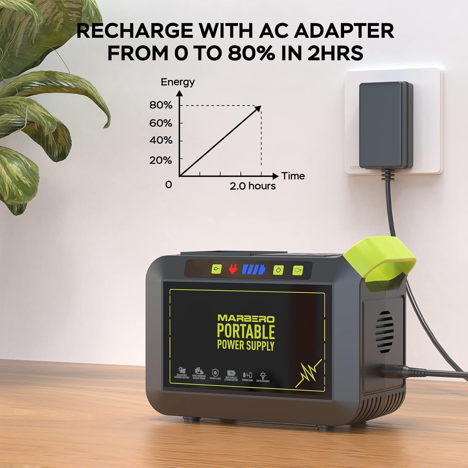 MARBERO Portable Power Station 88Wh, 120W Surge, Solar Generator 24,000mAh - Image 5