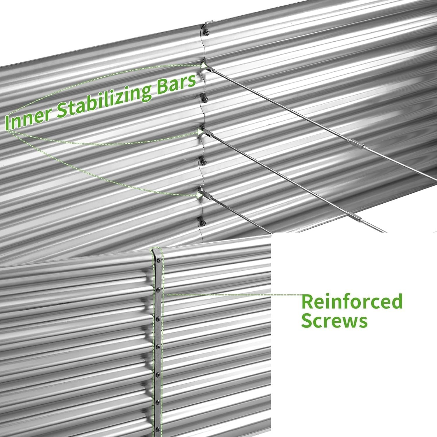 Land Guard 2 Pack 8×4×2ft Galvanized Raised Garden Bed Kit, Galvanized Planter Raised Garden Boxes Outdoor, Large Metal Raised Garden Beds for Vegetables (Silver) - Image 4