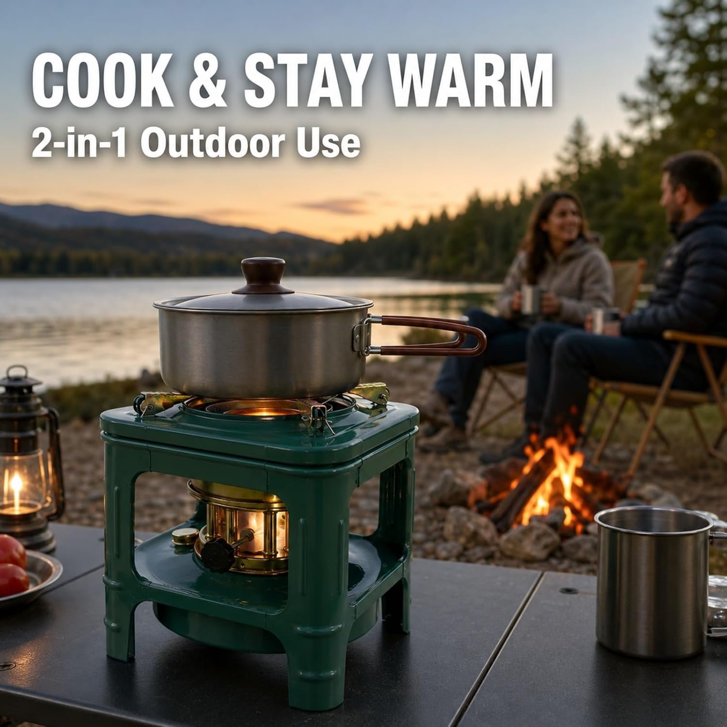 Portable Kerosene Stove, 8-Wick Camping Stove with Adjustable Flame, Non-Electric Outdoor Cooking and Heating Burner for Hiking, Backpacking, Fishing, Picnics and Emergency Use (Square) - Image 5