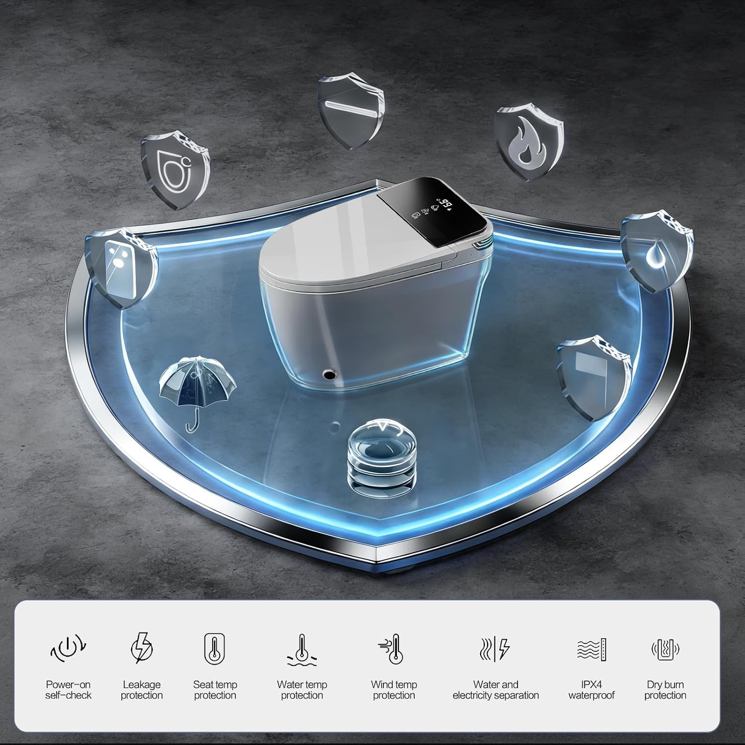 Smart Toilet with Bidet Built In, One-Piece Tankless Design with Remote,Auto Open & Close Lid, Dual Auto Flush, Heated Seat, Warm Air Dryer, Multiple Wash Modes & Temp Display - Image 9