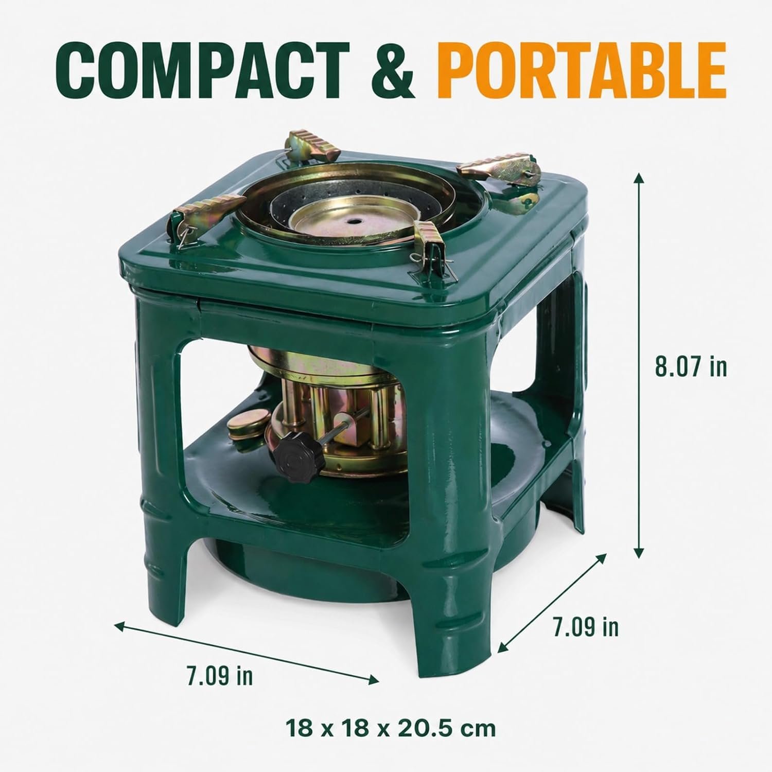 Portable Kerosene Stove, 8-Wick Camping Stove with Adjustable Flame, Non-Electric Outdoor Cooking and Heating Burner for Hiking, Backpacking, Fishing, Picnics and Emergency Use (Square) - Image 2