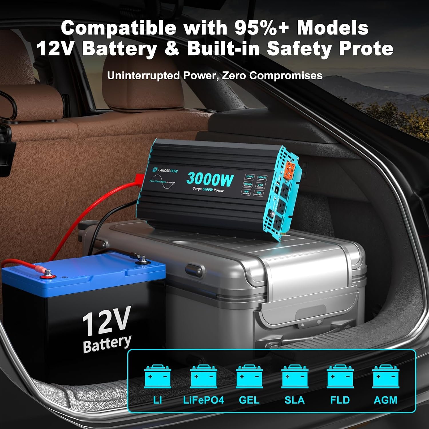 3000W Pure Sine Wave Inverter 12V DC to 120V AC 6000W Peak for RV - Image 8