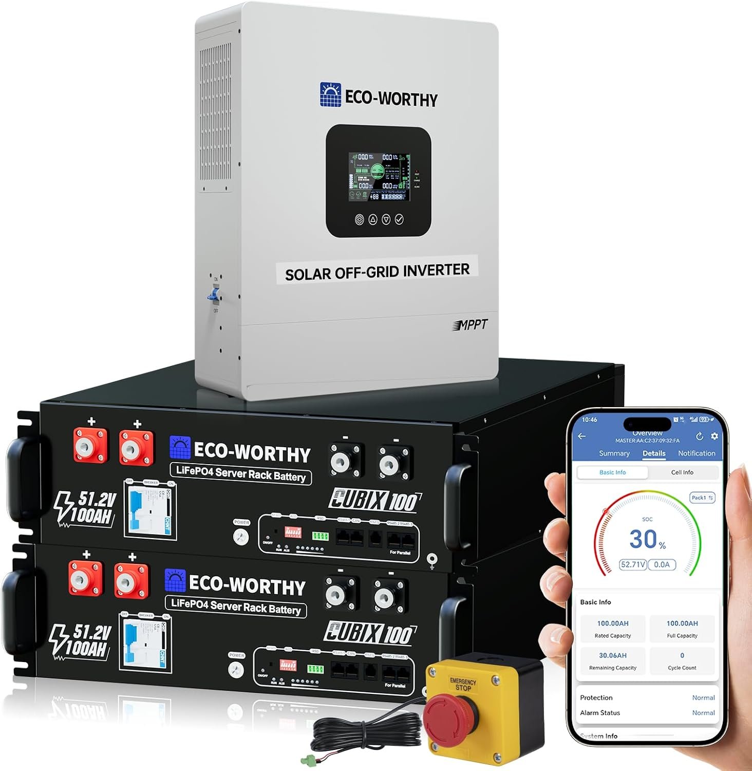 ECO-WORTHY 48V Home Backup Power, 10240Wh LiFePO4 Battery,AC 5000W Inverter