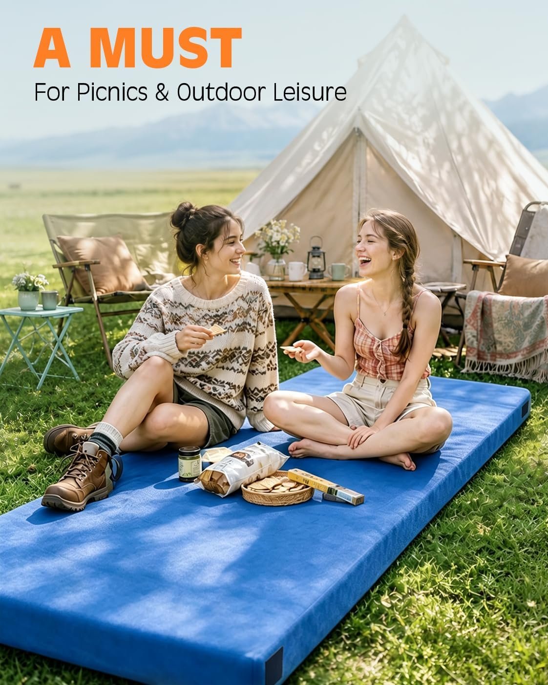 Memory Foam Camping Mattress, Extra Thick 4 Inch Dual Layer Sleeping Pad - Image 3