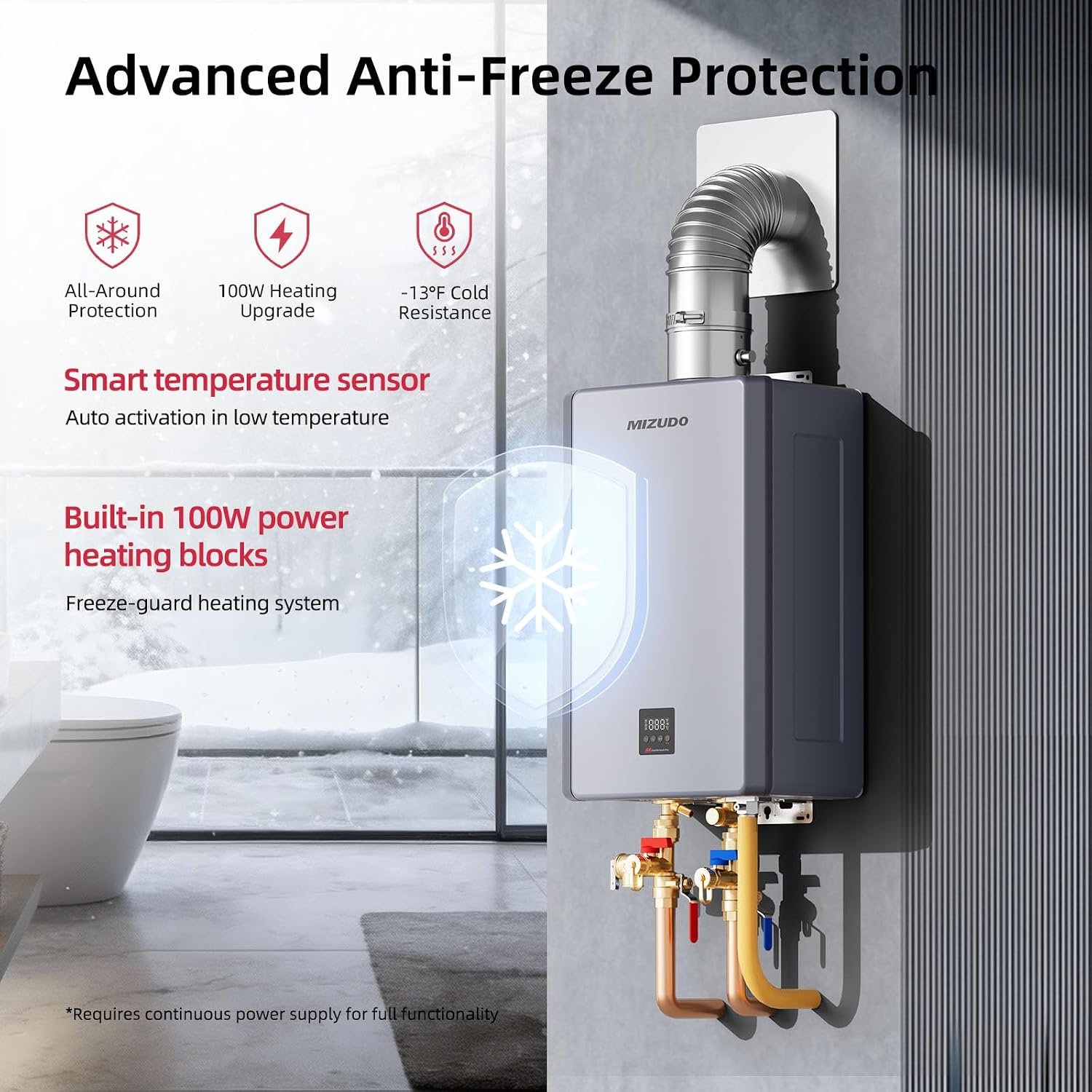 MIZUDO Propane Gas Tankless Water Heater, 199,000 BTU, Indoor - Image 5