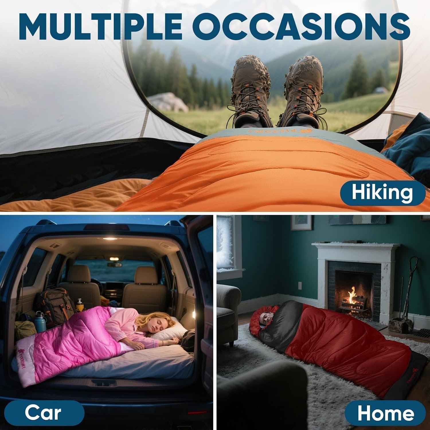 PTEROMY Sleeping Bags for Adults, Lightweight and Machine Washable, Water Resistant Backpacking Camping Sleeping Bag for Warm Cold Weather, Camping Essentials for Hiking Travel - Image 9