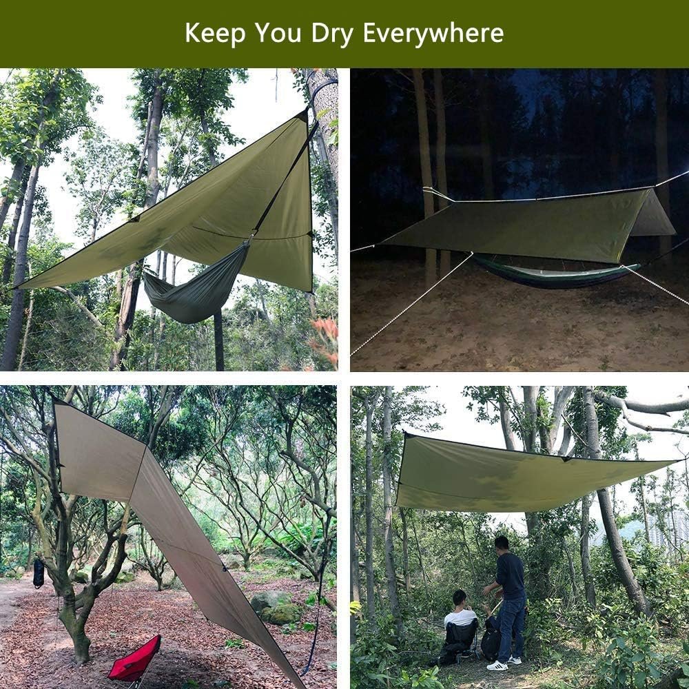Sunyear Hammock Camping with Rain Fly Tarp and Net, Portable Camping Hammock Double Tree Hammock Outdoor Indoor Backpacking Travel & Survival, 2 Tree Straps,100% Waterproof Black Bundle - Image 7