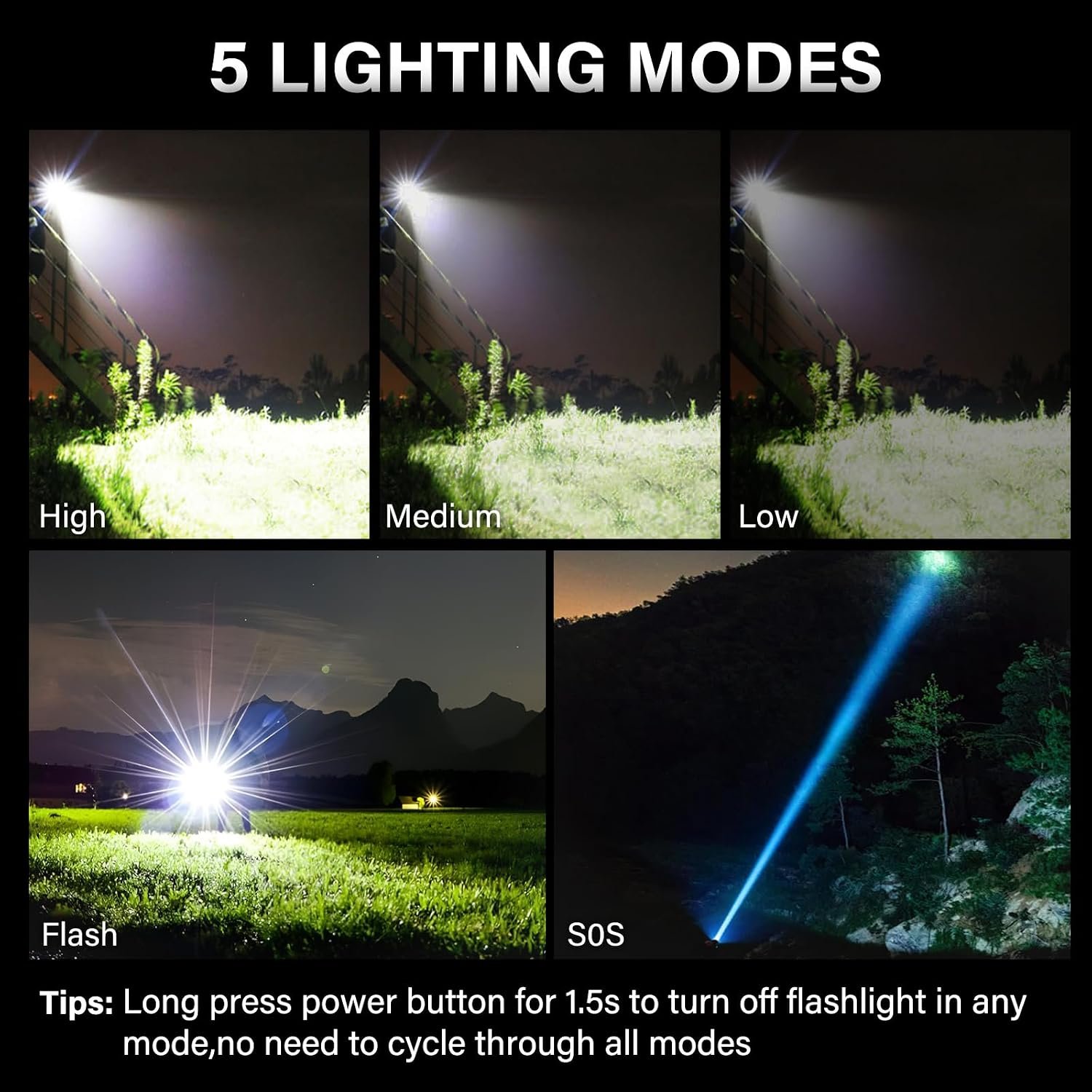AKNEAR Rechargeable LED Flashlight High Lumens Super Bright - Image 7