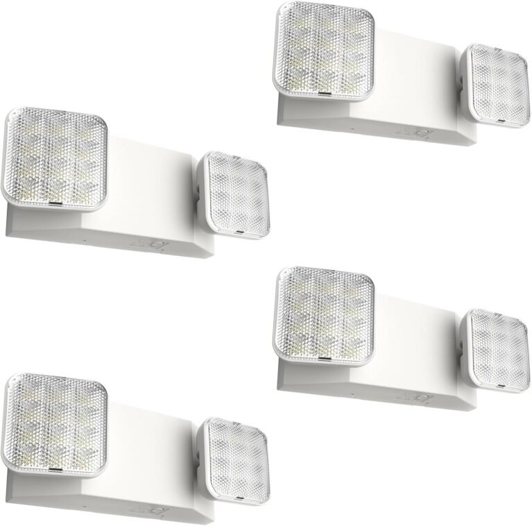 FREELICHT 4 Pack Emergency Lights for Business, Square Heads, 90min Battery