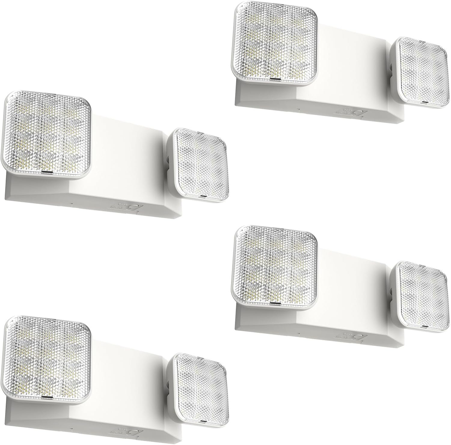 FREELICHT 4 Pack Emergency Lights for Business, Square Heads, 90min Battery
