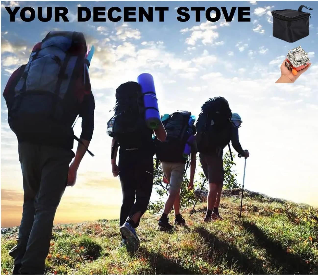 Camping Stove, Backpacking Stove, Foldable, Portable, Lightweight, Piezo Ignition, Single Burner Adjustable, Premium Mini Powerful and Stable Camp Stove for Hiking Picnic, 1+2+1+1pcs - Image 4