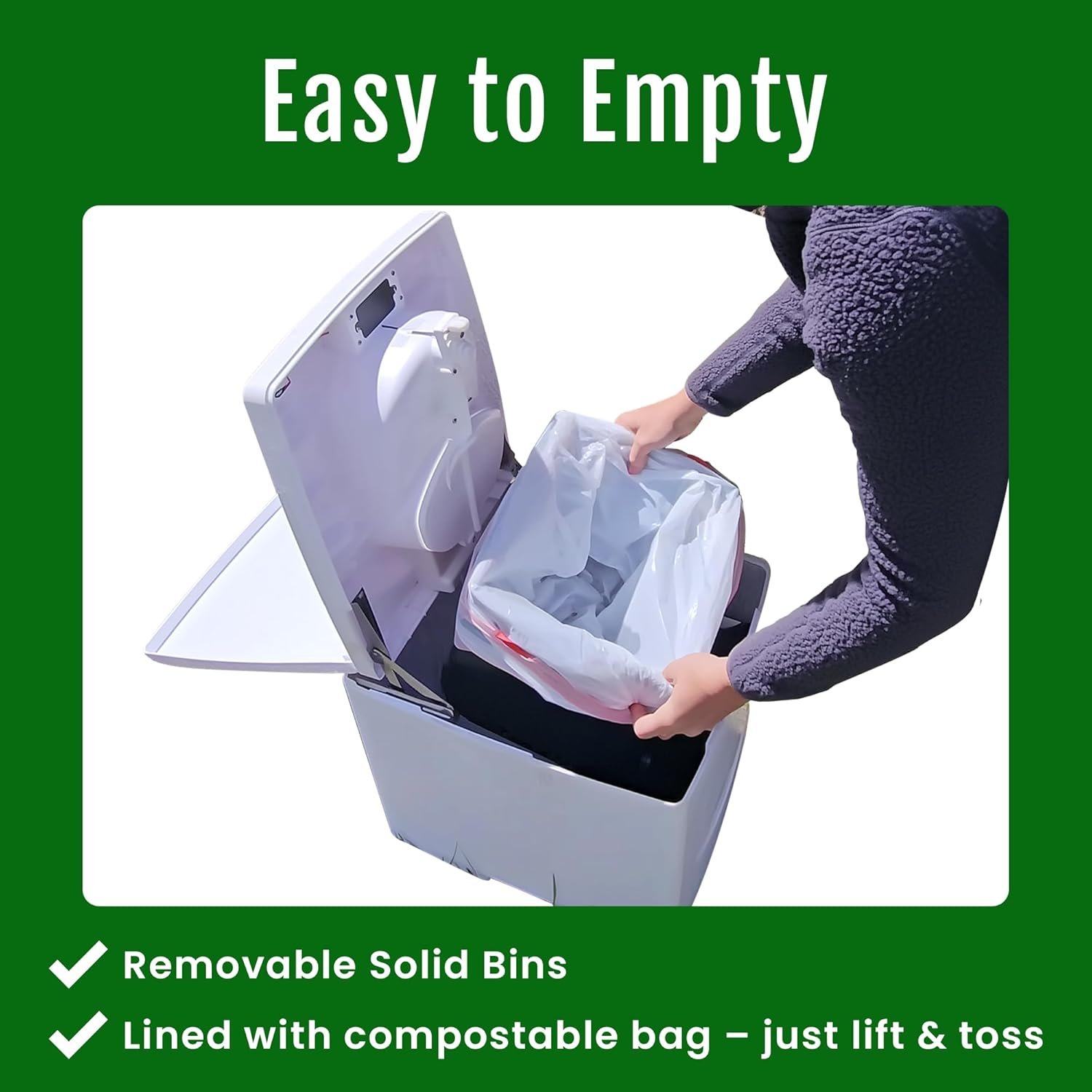 Cuddy Lite Portable Compost Toilet – for Camping, RVs, Campervans, Boats & Tiny Houses – LED Full Indicator, Liquid-Diverting, Separating, Solids Cover, Easy Clean – Portable & Compact - Image 6