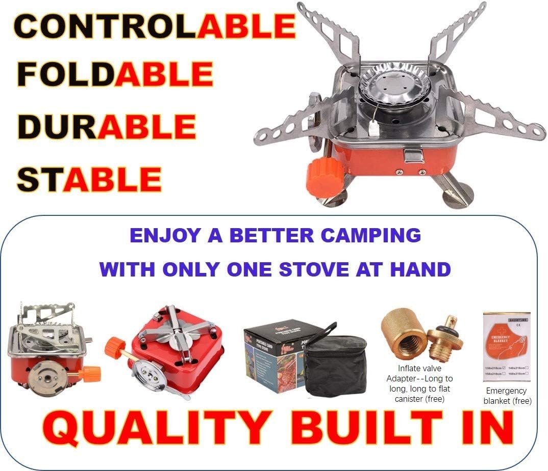 Camping Stove, Backpacking Stove, Foldable, Portable, Lightweight, Piezo Ignition, Single Burner Adjustable, Premium Mini Powerful and Stable Camp Stove for Hiking Picnic, 1+2+1+1pcs - Image 8