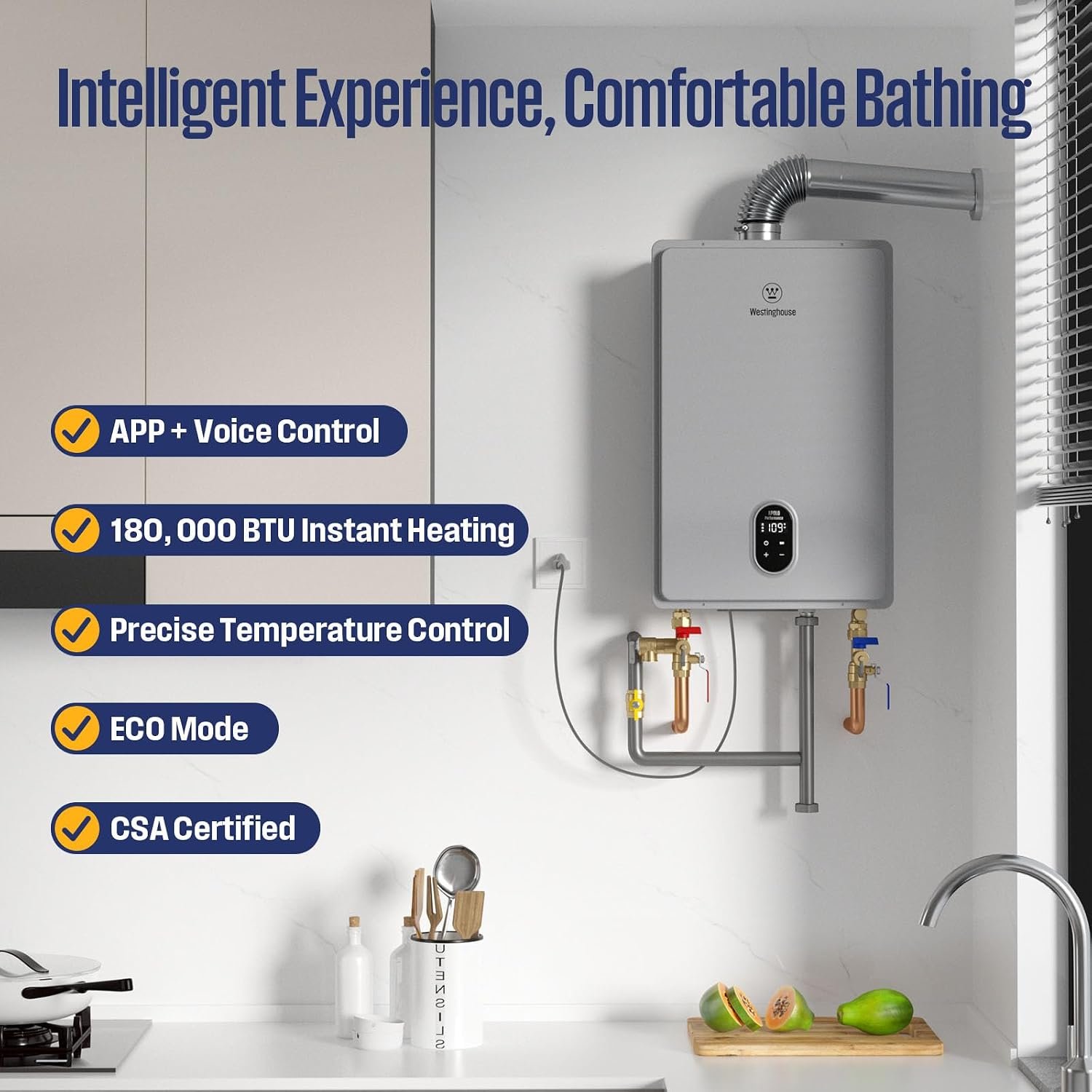 Westinghouse Tankless Water Heater Propane Indoor, 7.9 GPM 180,000 BTU - Image 2