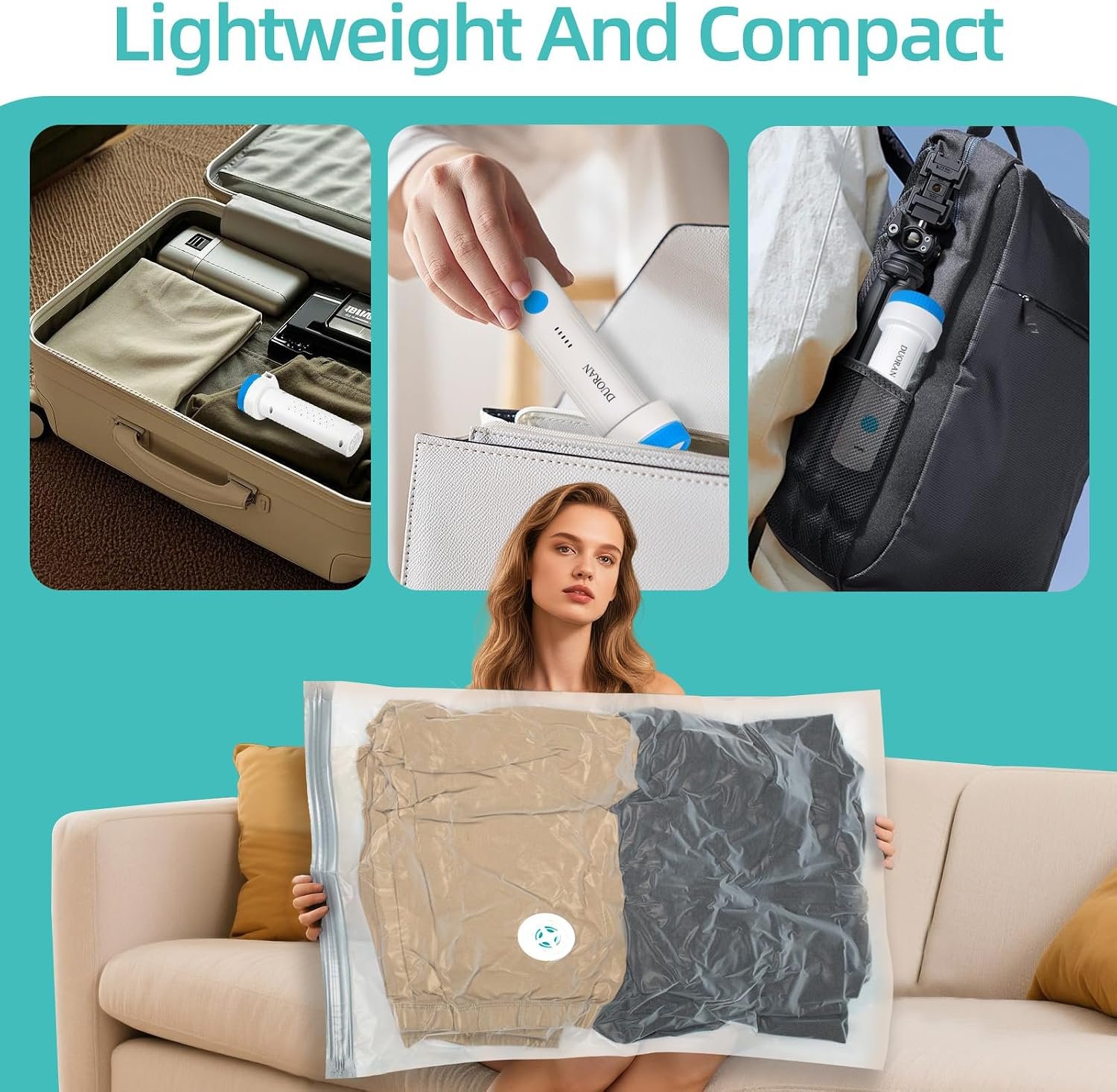 Cordless Electric Vacuum Pump for Vacuum Storage Bags Travel Air Pump, Portable USB Rechargeable Seal & Compression Bag Pump for Clothes, Blankets & Bedding (Storage Bags Not Included) - Image 9