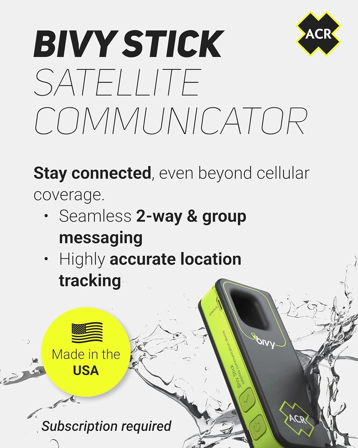 ACR Bivy Stick Satellite Communicator - Two-Way Global SMS, GPS Tracker, Off-Grid Communication, SOS Emergency Beacon, Satellite Messenger & Location Sharing - iOS/Android App - Image 2