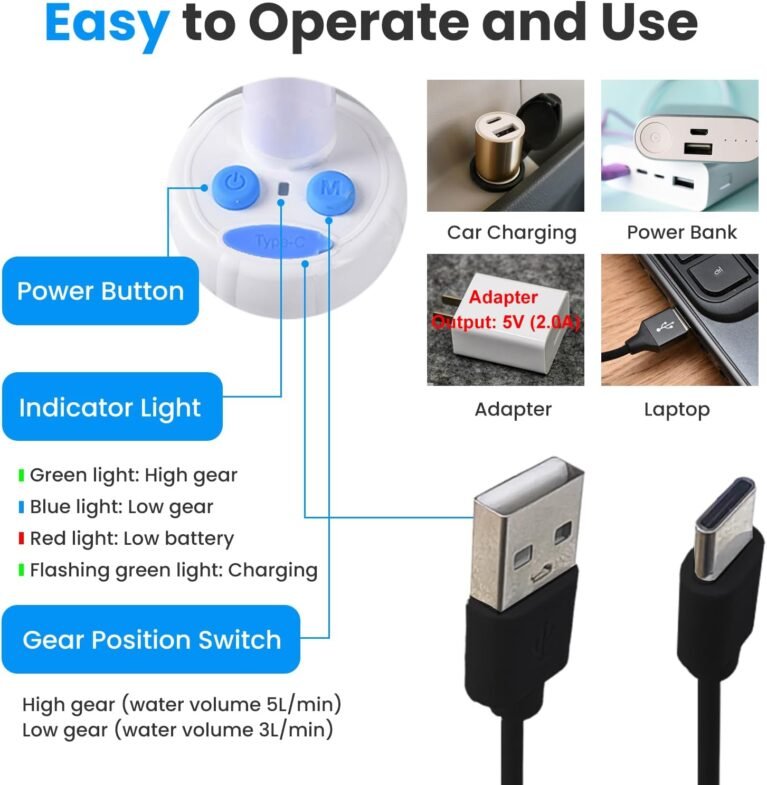 Ann Katy Portable Camping Shower Pump,Rechargeable Electric Outdoor Shower