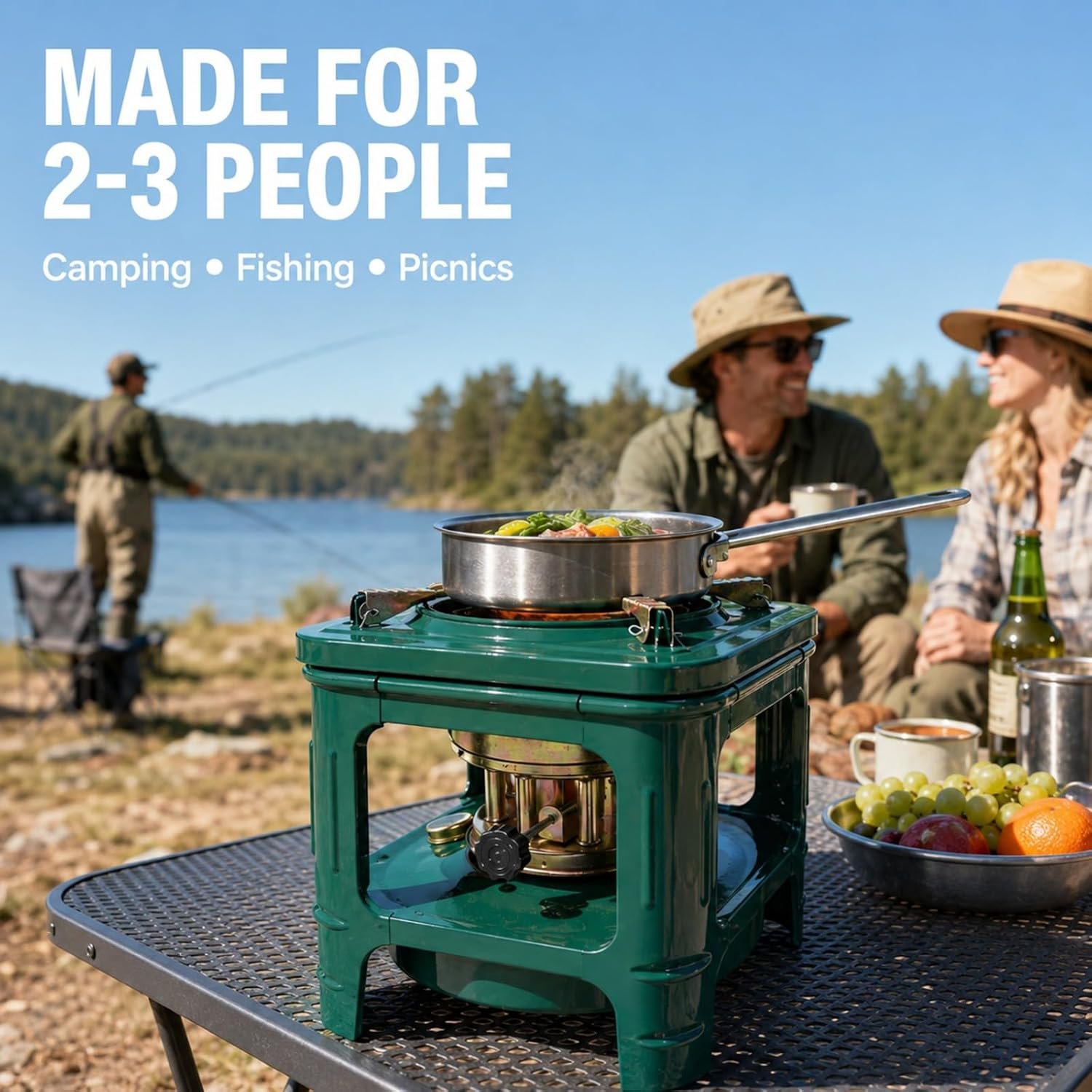 Portable Kerosene Stove, 8-Wick Camping Stove with Adjustable Flame, Non-Electric Outdoor Cooking and Heating Burner for Hiking, Backpacking, Fishing, Picnics and Emergency Use (Square) - Image 4