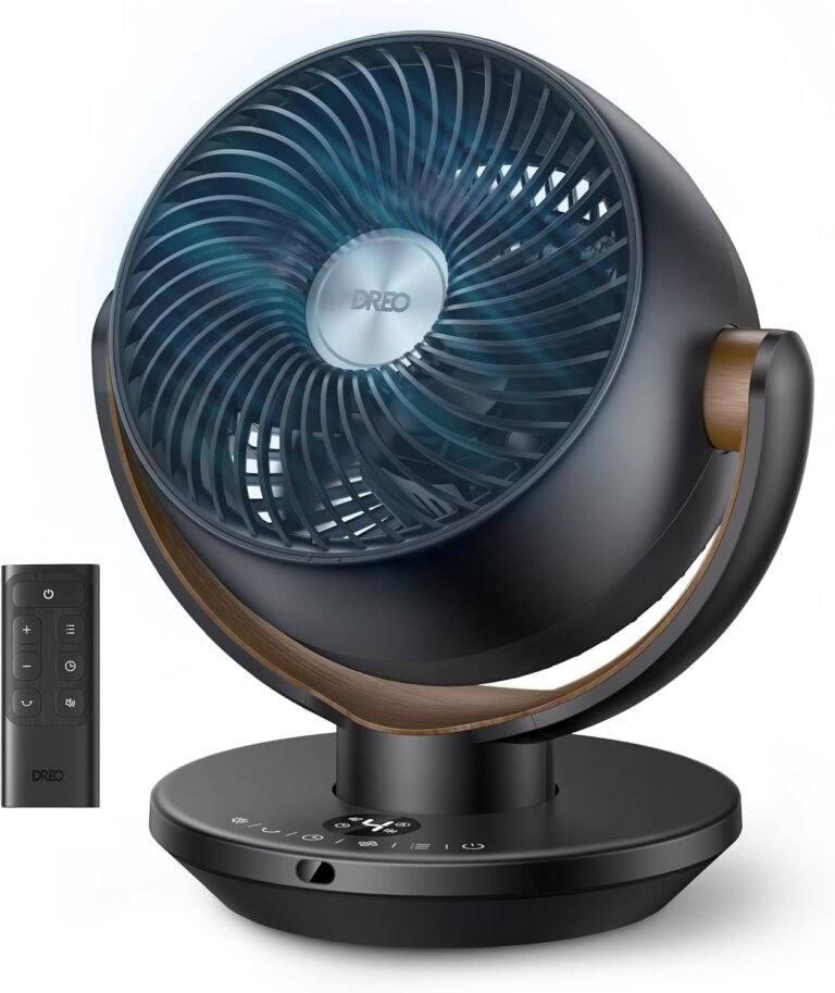 DREO Fan for Bedroom, Desk Air Circulator Fan with Remote, 11 Inch Table Fans for Whole Room, 65ft Powerful Airflow, 120° Vertical Manual +90° Oscillating, 4 Speeds, 8H Timer, 25dB Quiet Fan, Home