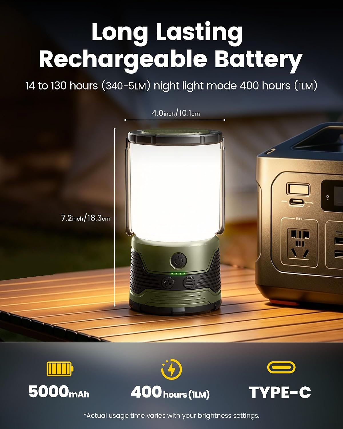 Glocusent 1200LM LED Camping Lantern Rechargeable, Lantern for Power Outage - Image 3