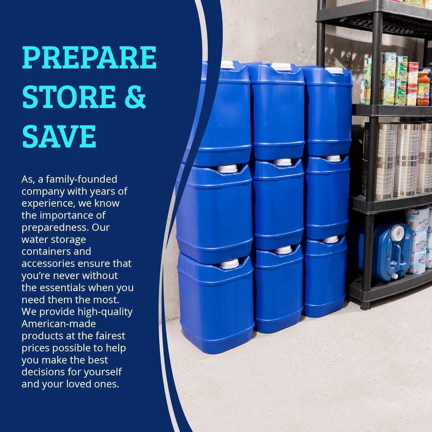 5-Gallon Stackable Water Storage Containers, Emergency Water Storage for Camping and Disaster Preparedness, 20 Gallons - Image 2