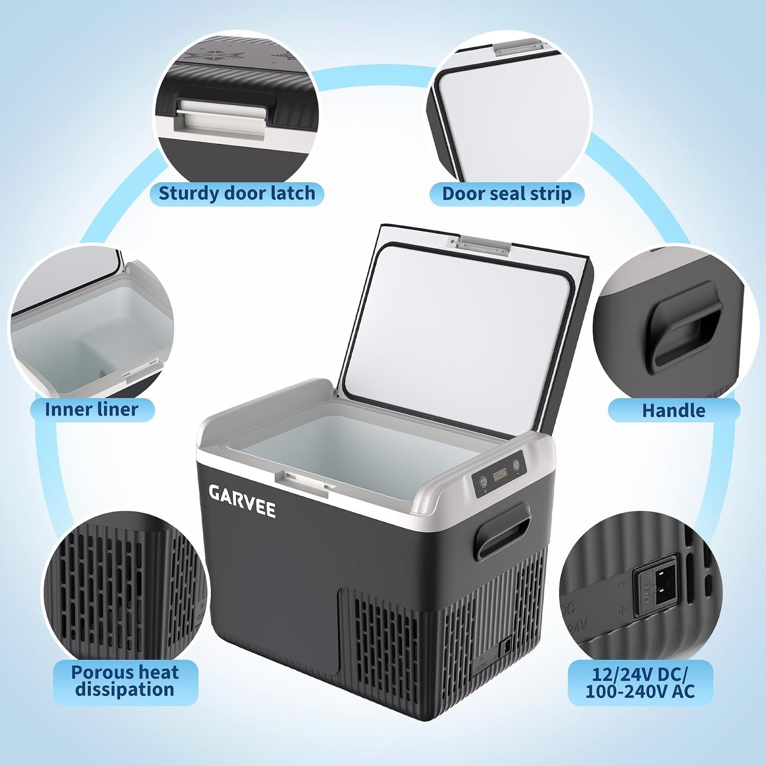 Garvee 12 Volt Refrigerator, 19QT 12V Car Fridge, Portable Freezer Compressor Electric Cooler, 12/24V DC 110-240V AC, Portable Refrigerator for RV/Truck/Camping, -4°F to 68°F - Image 3
