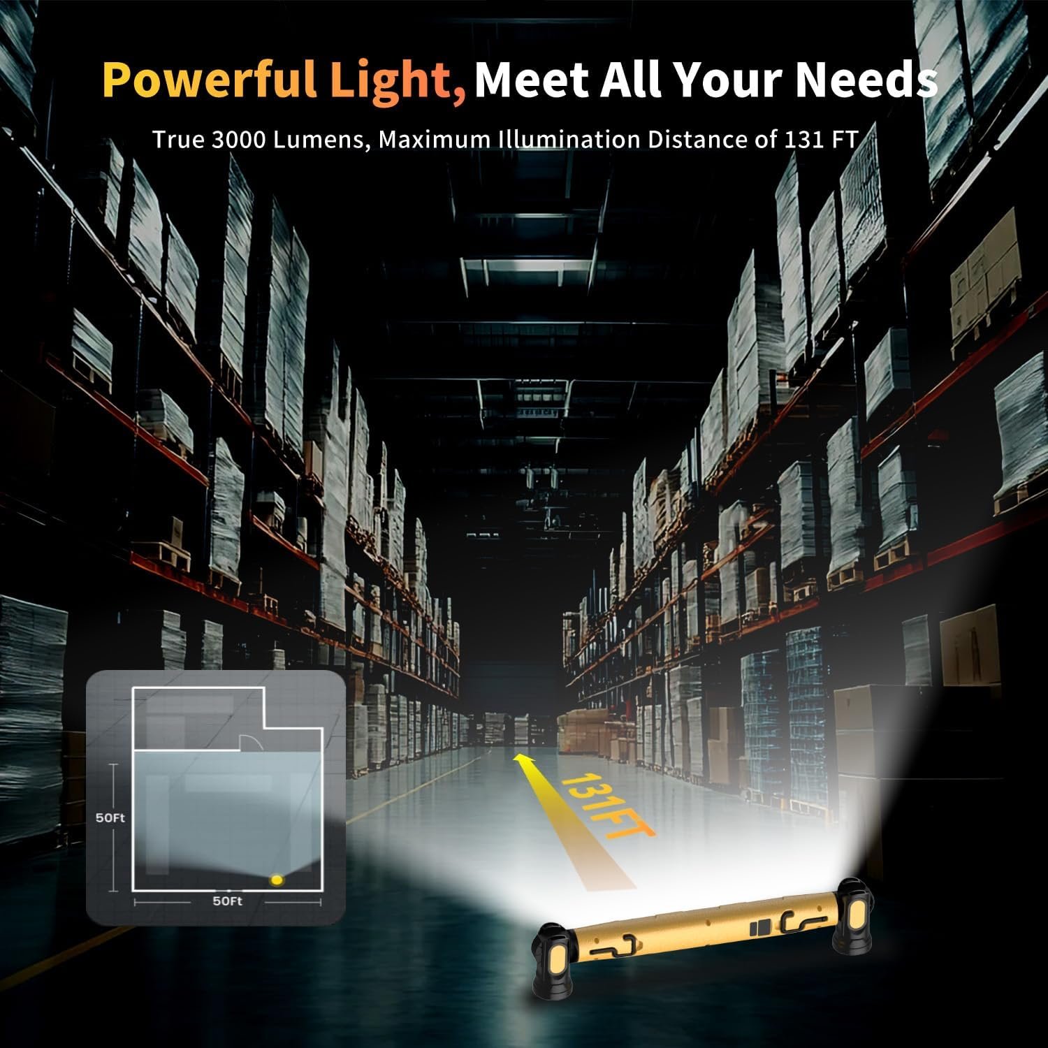 Magnetic Cordless Under Hood Work Light Bar for Mechanic-Yellow - Image 6