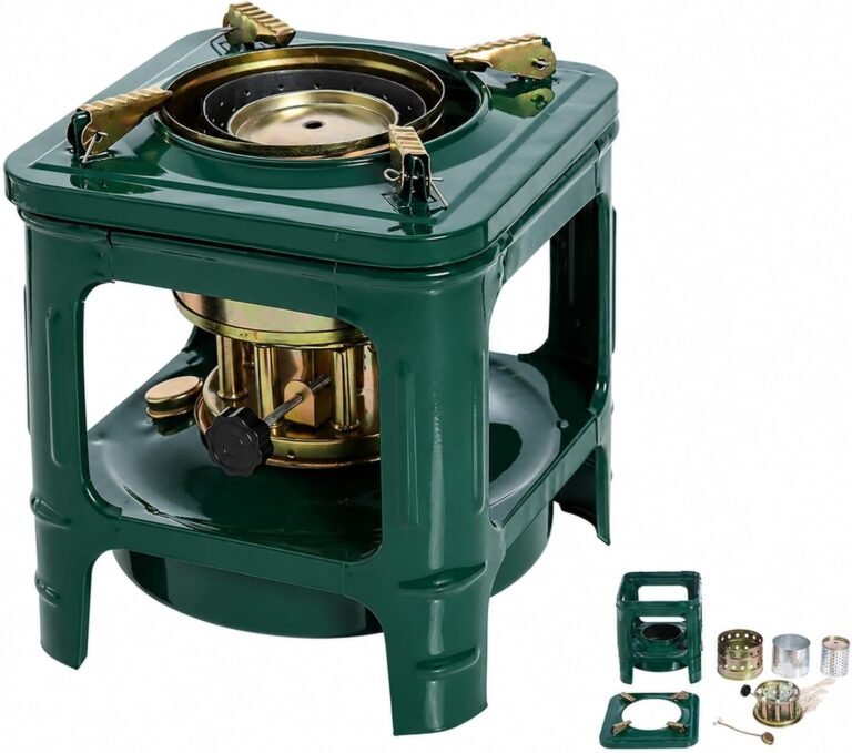 Portable Kerosene Stove, 8-Wick Camping Stove with Adjustable Flame, Non-Electric Outdoor Cooking and Heating Burner for Hiking, Backpacking, Fishing, Picnics and Emergency Use (Square)