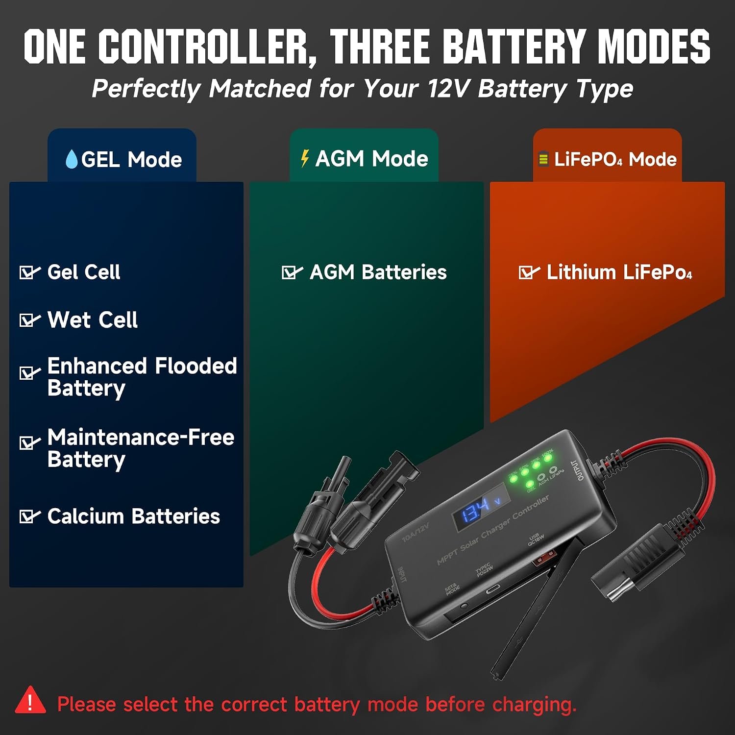 SUNAPEX MPPT Solar Charge Controller 12V 10A for LiFePO4 AGM Gel Batteries - Image 5