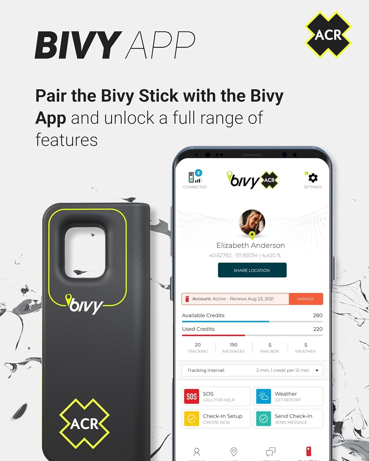 ACR Bivy Stick Satellite Communicator - Two-Way Global SMS, GPS Tracker, Off-Grid Communication, SOS Emergency Beacon, Satellite Messenger & Location Sharing - iOS/Android App - Image 6