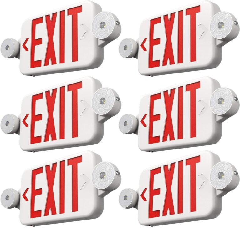FREELICHT 6 Pack Red LED Exit Signs with Emergency Lights