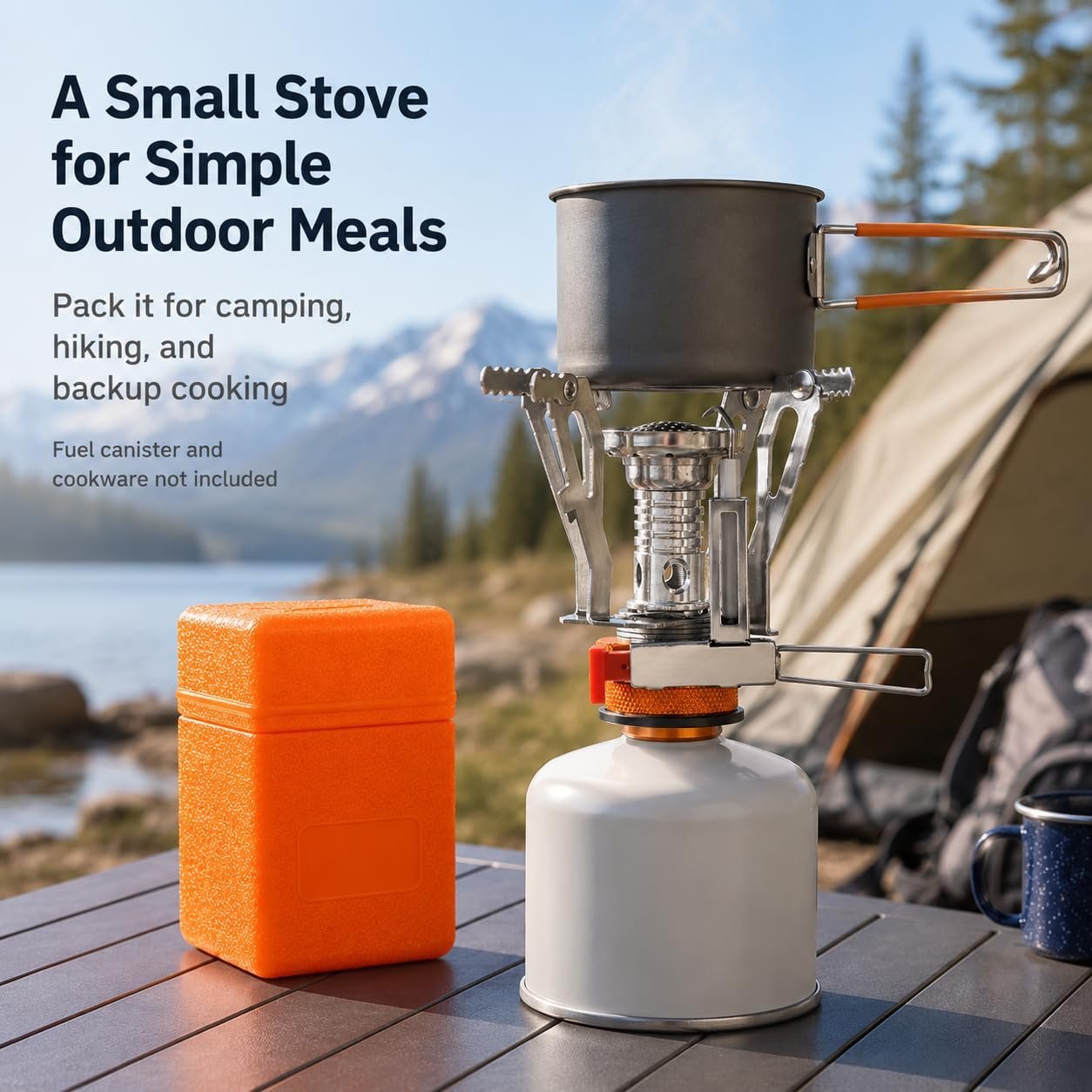 KUBQLIG Portable Camping Stove with Piezo Ignition, 3000W Mini Backpacking Gas Burner for 7/16 Threaded EN417 Fuel Canisters, Wind-Resistant Folding Camp Stove for Hiking Outdoor Cooking - Image 8
