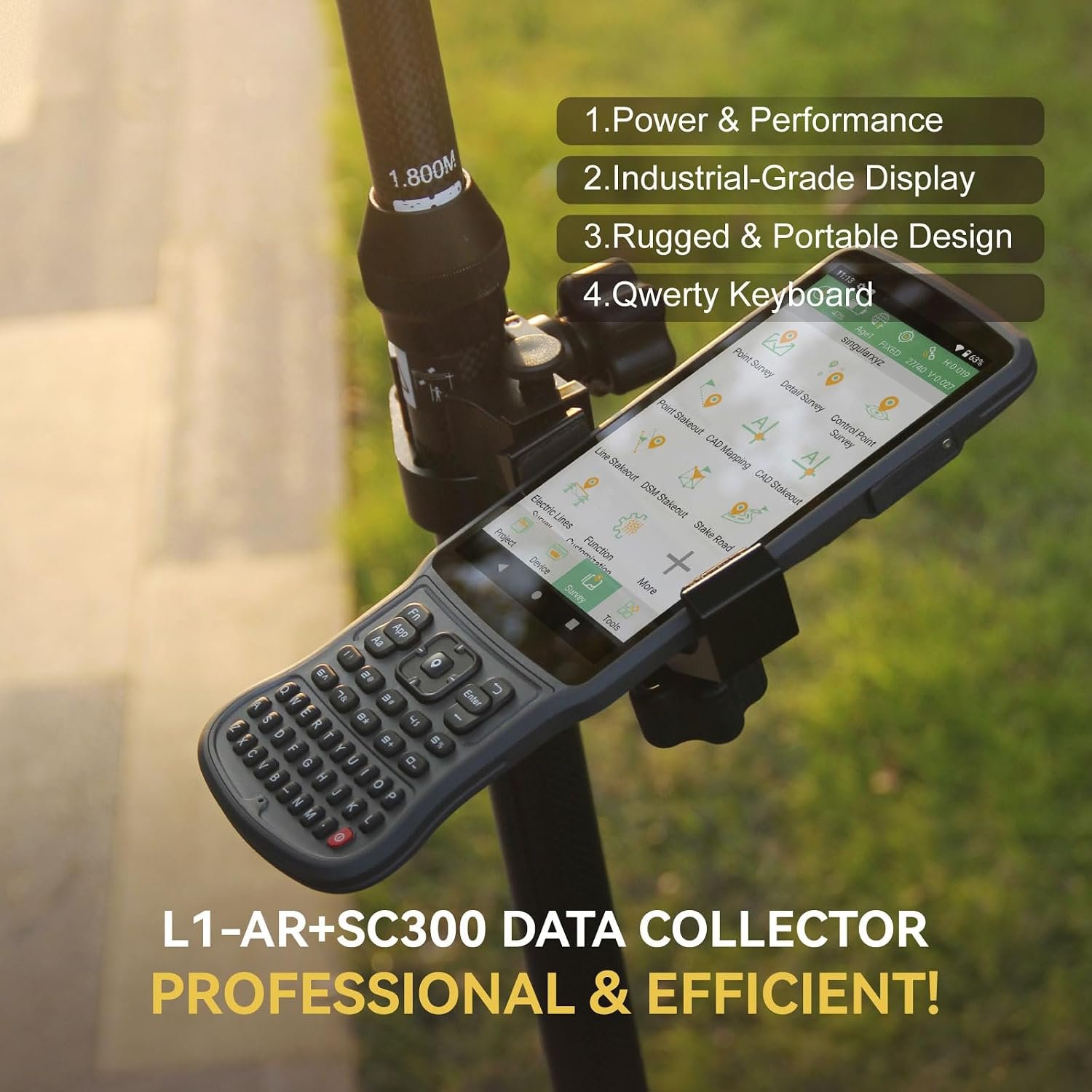 L1-AR GNSS RTK Base+Rover – RTK GPS Handheld Collector with Software & Visual Stakeout with Camera, Global Shutter with 2 MP, 2cm Accuracy, 120° Tilt Survey | Professional Support - Image 8