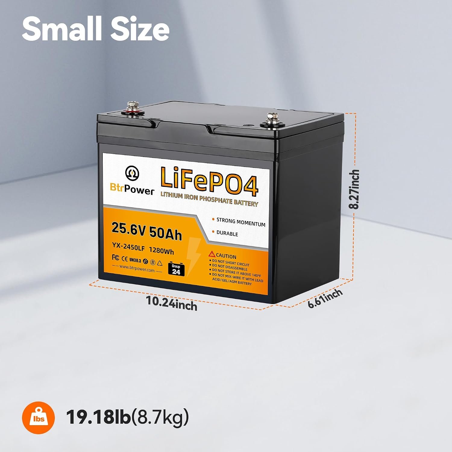 24V 50AhTrolling Motor LiFePO4 Lithium Battery,Built-in 50A BMS - Image 2