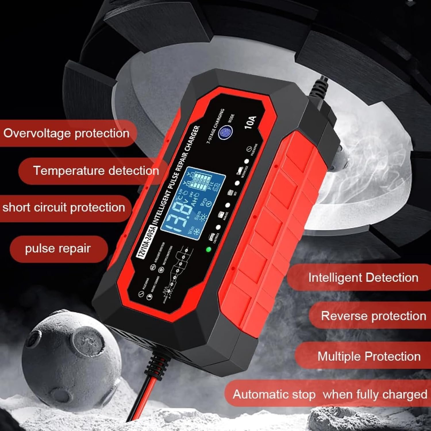 Smart Battery Charger 10‑Amp 12V/24V Trickle Charger & Maintainer - Image 7