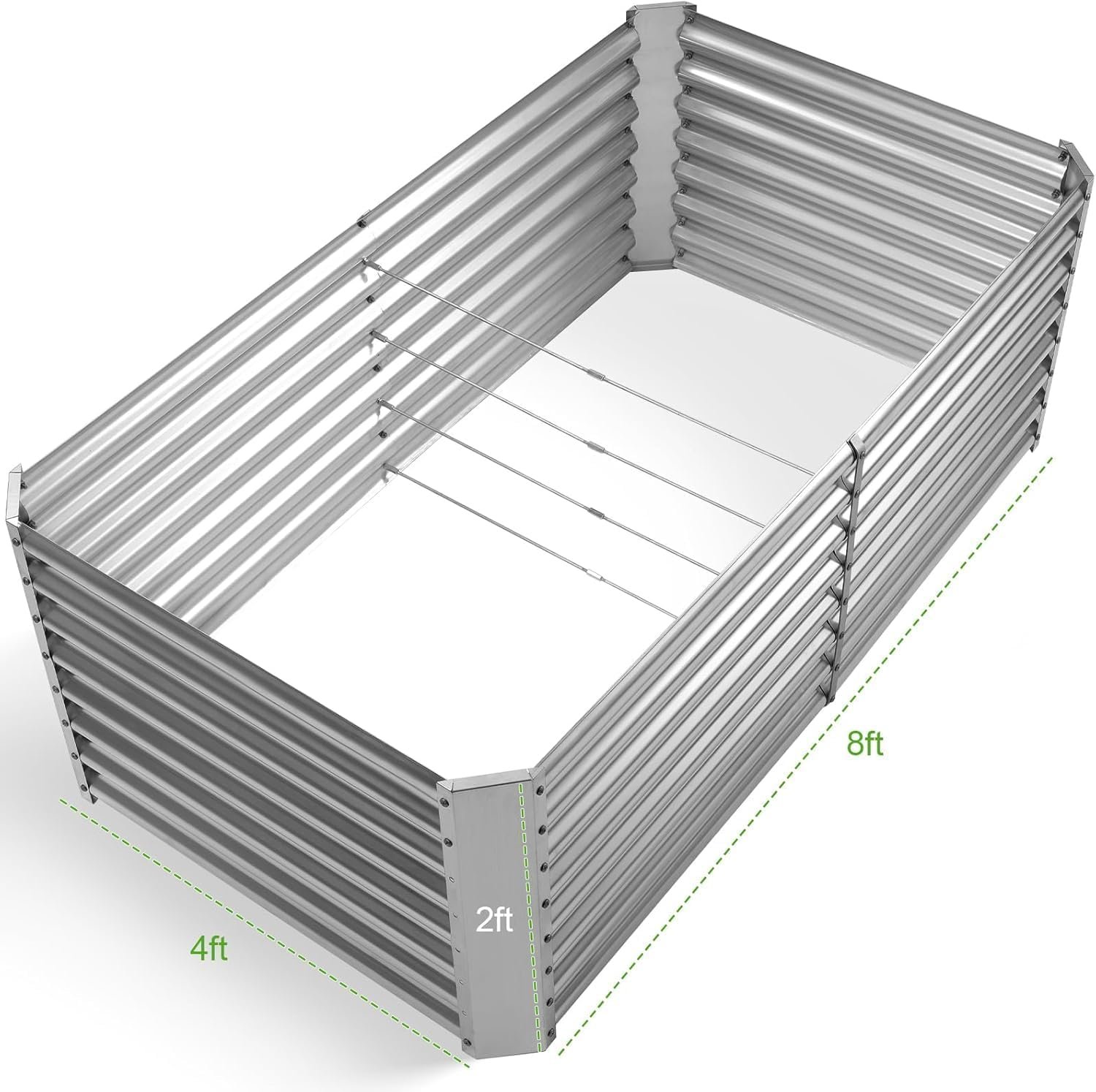 Land Guard 2 Pack 8×4×2ft Galvanized Raised Garden Bed Kit, Galvanized Planter Raised Garden Boxes Outdoor, Large Metal Raised Garden Beds for Vegetables (Silver) - Image 2