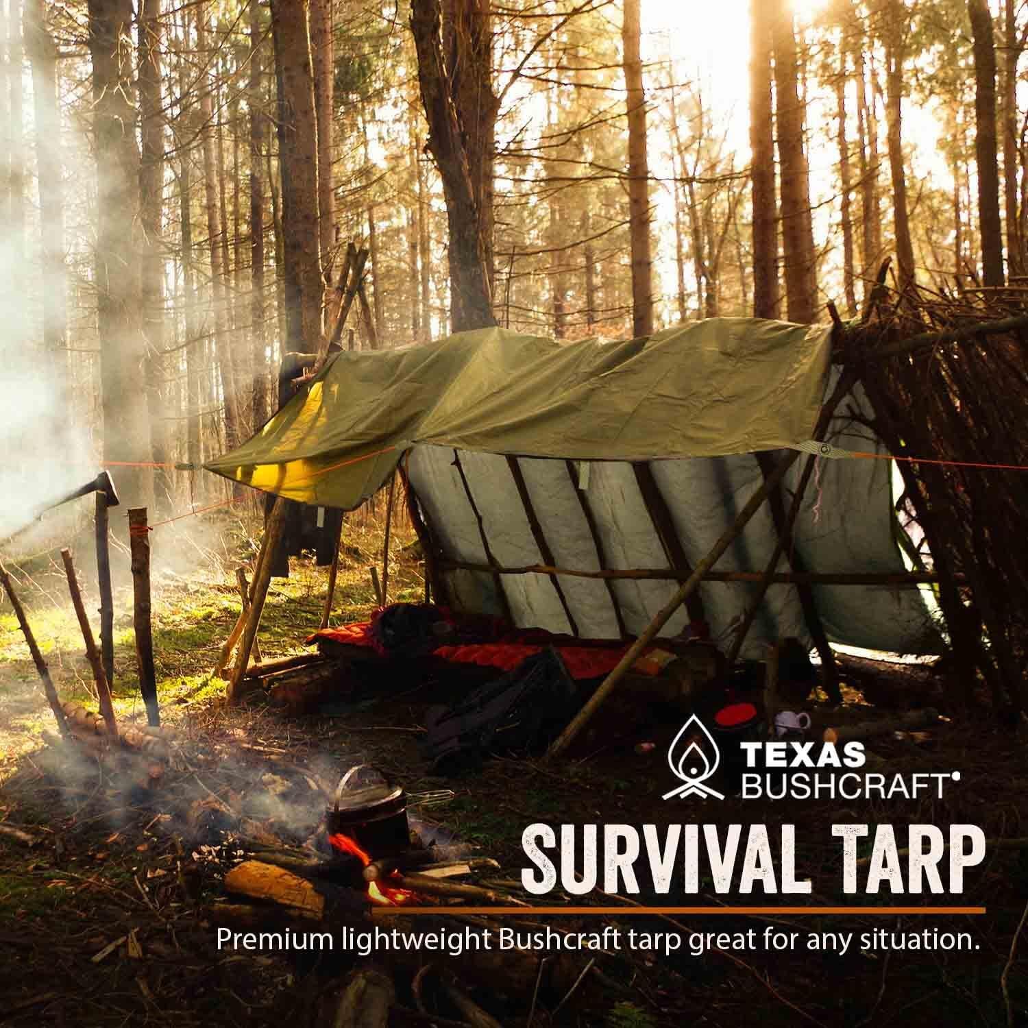 Texas Bushcraft Emergency Camping Tarp, Waterproof 10x10 Emergency Shelter for Backpacking and Hiking, 70D Ripstop Nylon Survival Tarp with Reflective Aluminized Polymer and Loop Ties with Grommets - Image 2