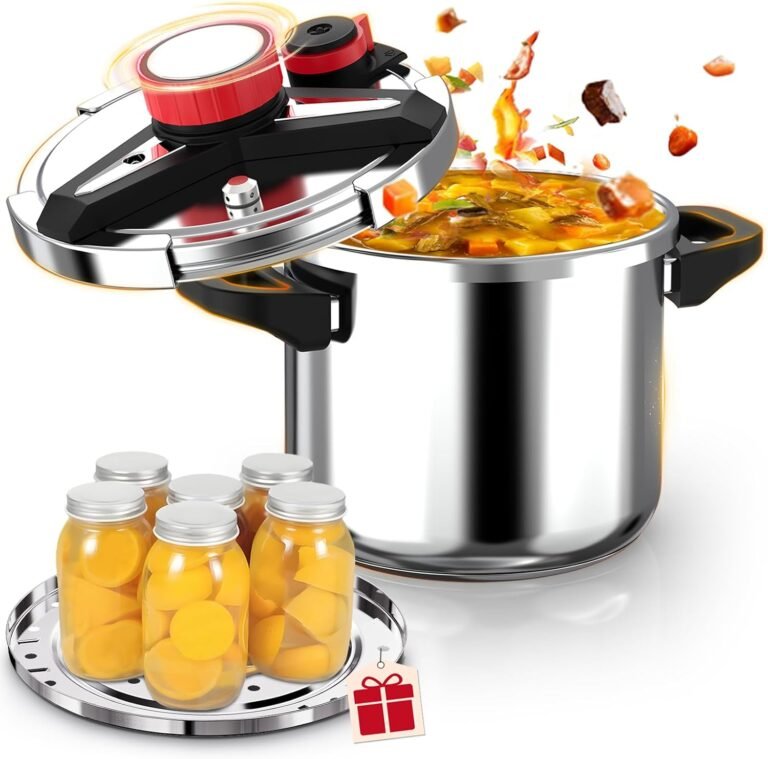 18/8 Stainless Steel Pressure Canner 32 QT,One-Hand Locking Pressure Cooker
