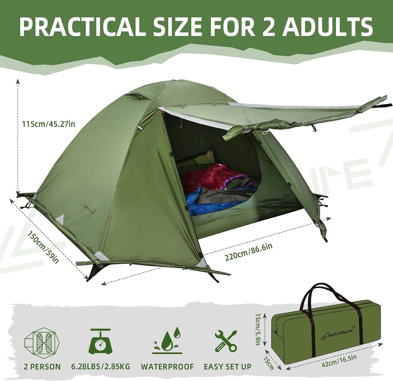 Clostnature 4 Season Backpacking Tent - 1/2 Person Cold Weather Winter Tent - Image 2