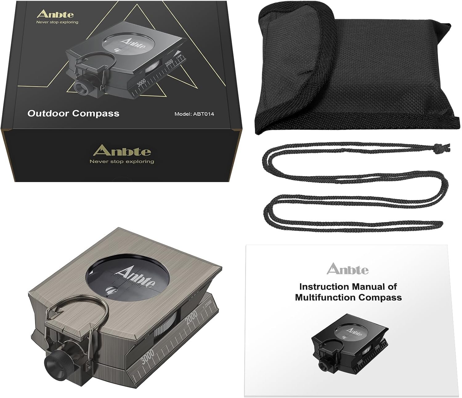 Anbte Hiking Compass, IP65 Waterproof Metal Compass for Camping Navigation - Image 9