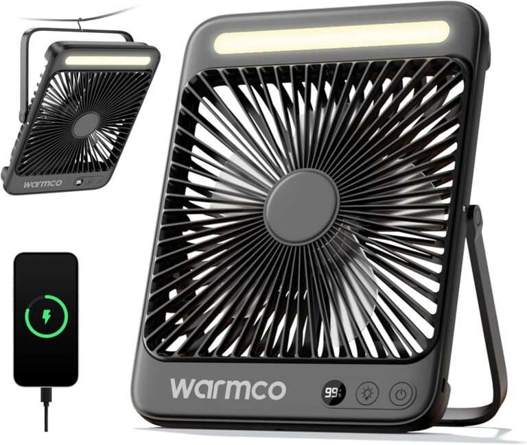 Warmco D4 Battery Powered Camping Fan 20000mAh, LED Lantern