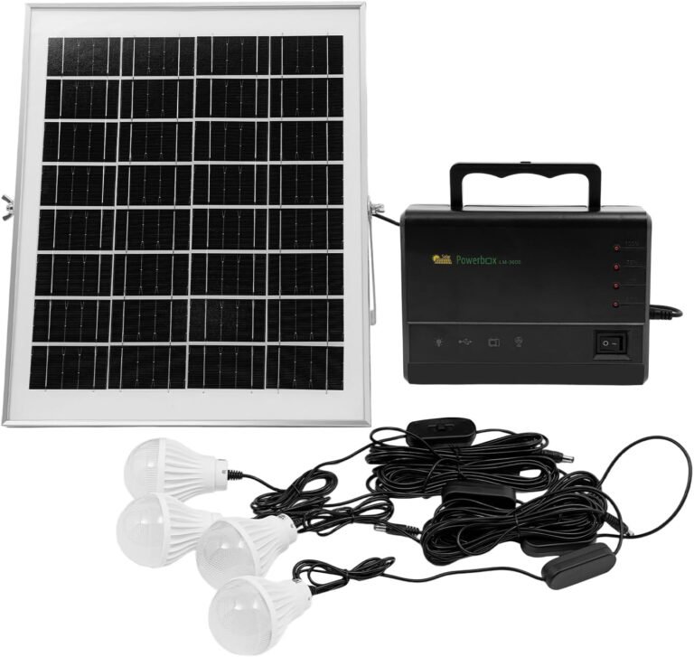Solar Power Inverter, Portable Solar Generator Kit, Emergency Power Backup System, Solar Panel Lighting Kit, Multi-Device Charging with 4 LED Lights, for Camping and Power Outages