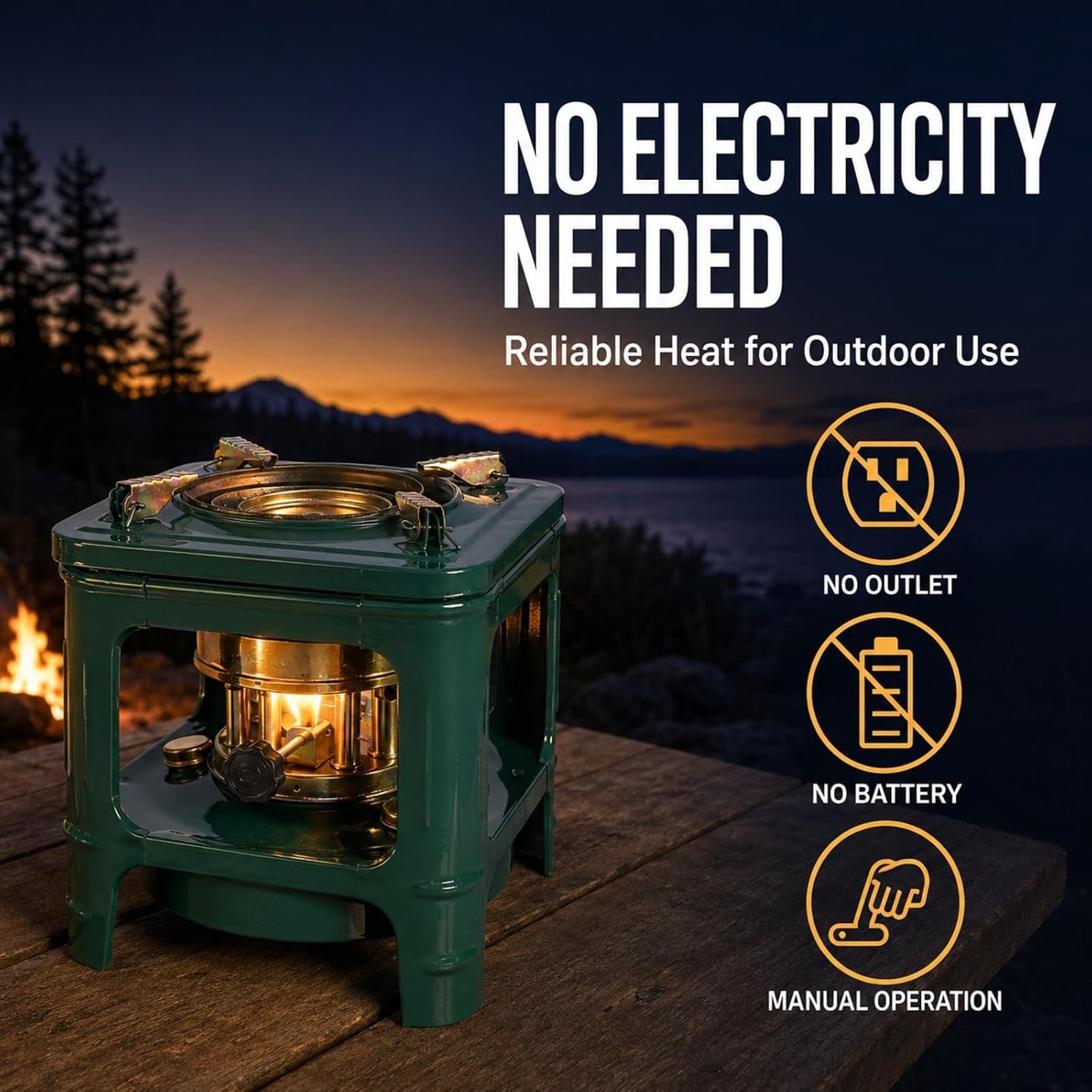 Portable Kerosene Stove, 8-Wick Camping Stove with Adjustable Flame, Non-Electric Outdoor Cooking and Heating Burner for Hiking, Backpacking, Fishing, Picnics and Emergency Use (Square) - Image 3