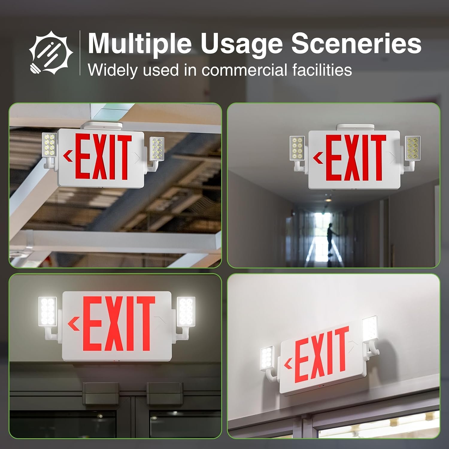 FREELICHT 6 Pack Red LED Exit Signs with Emergency Lights - Image 7