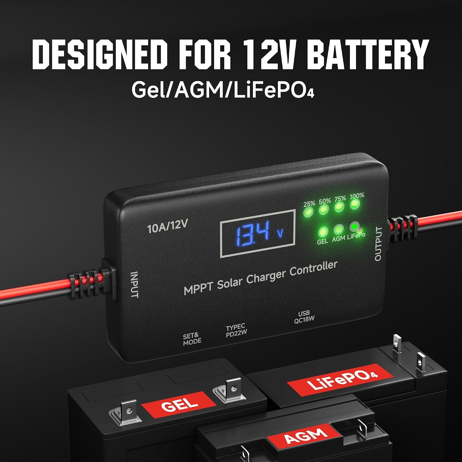 SUNAPEX MPPT Solar Charge Controller 12V 10A for LiFePO4 AGM Gel Batteries - Image 2