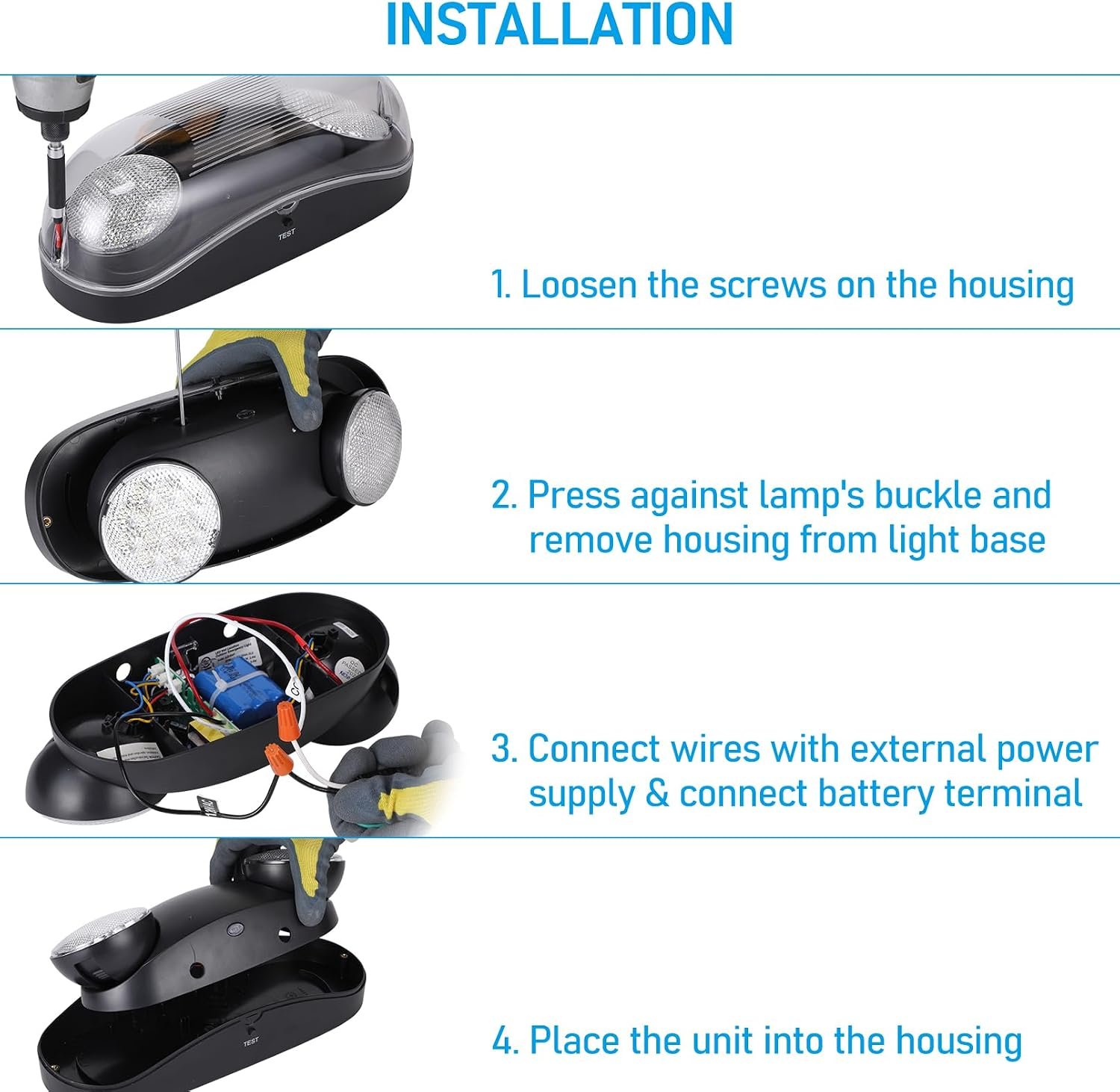 LEONLITE 2-Pack Wet Location LED Emergency Lights IP65 Waterproof Black - Image 5