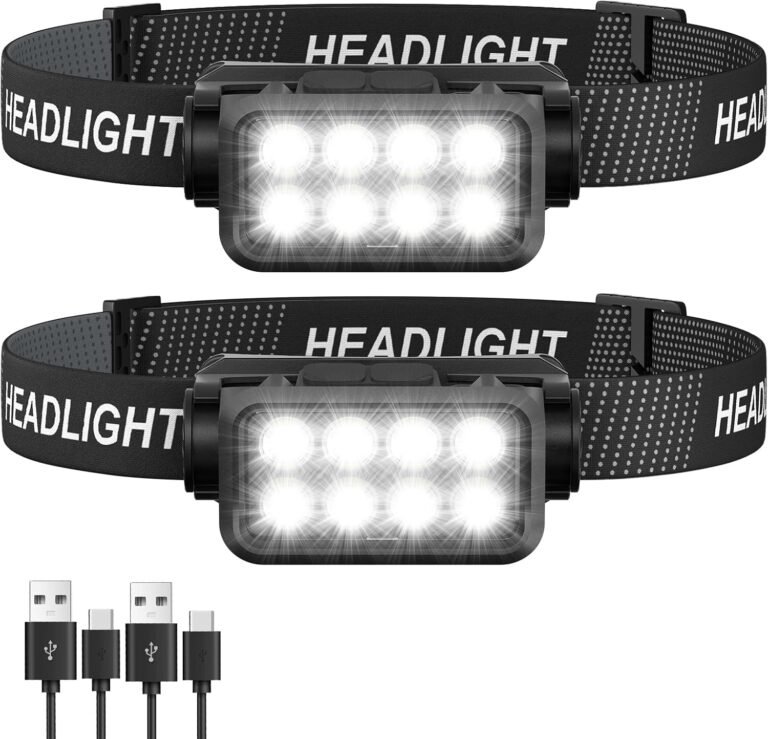 Sogdeco Rechargeable Headlamp, 8 LED Bright Head Lamp Headlight Flashlight