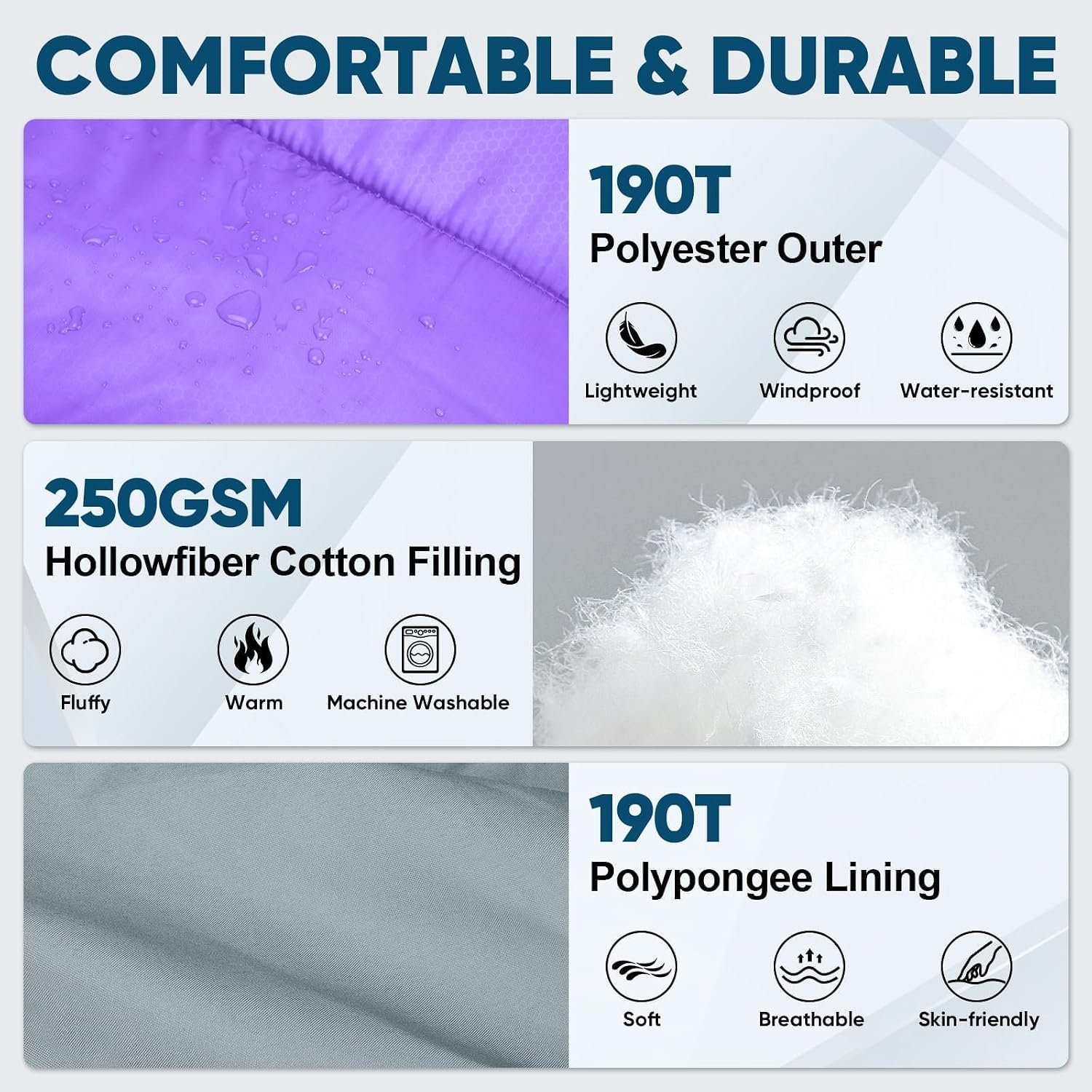 PTEROMY Sleeping Bags for Adults, Lightweight and Machine Washable, Water Resistant Backpacking Camping Sleeping Bag for Warm Cold Weather, Camping Essentials for Hiking Travel - Image 5