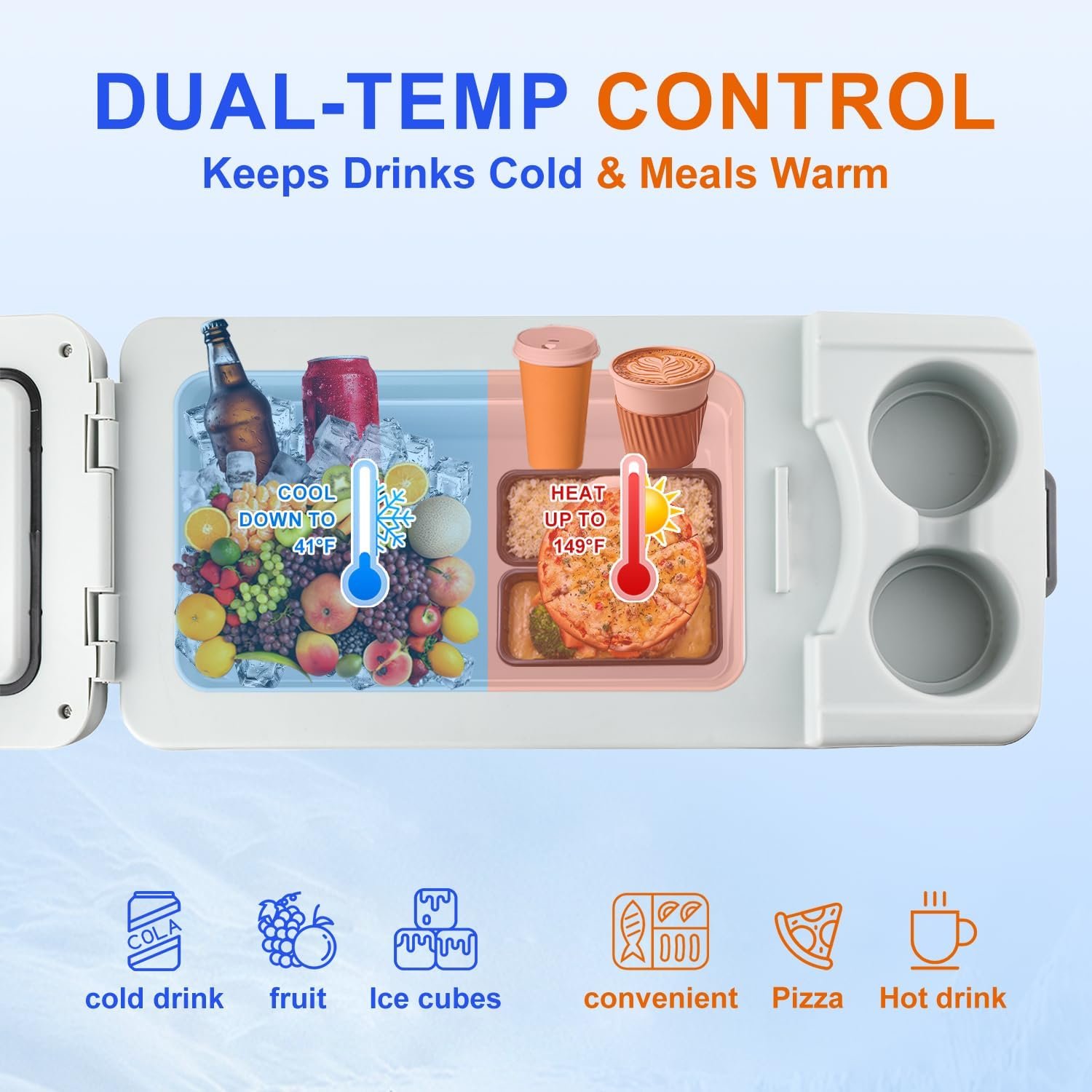 11L/Quart Electric Cooler & Warmer - Portable Car Refrigerator 12 Volt DC Car Fridge with Dual-Temp Control Car Fridge 12V Refrigerator for Camping, Travel & Road Trips,RV, Boat - Image 4